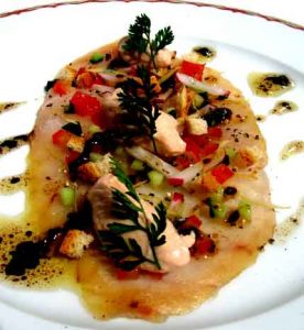 CARPACCIO DE FLÉTAN BLANC FUMÉ